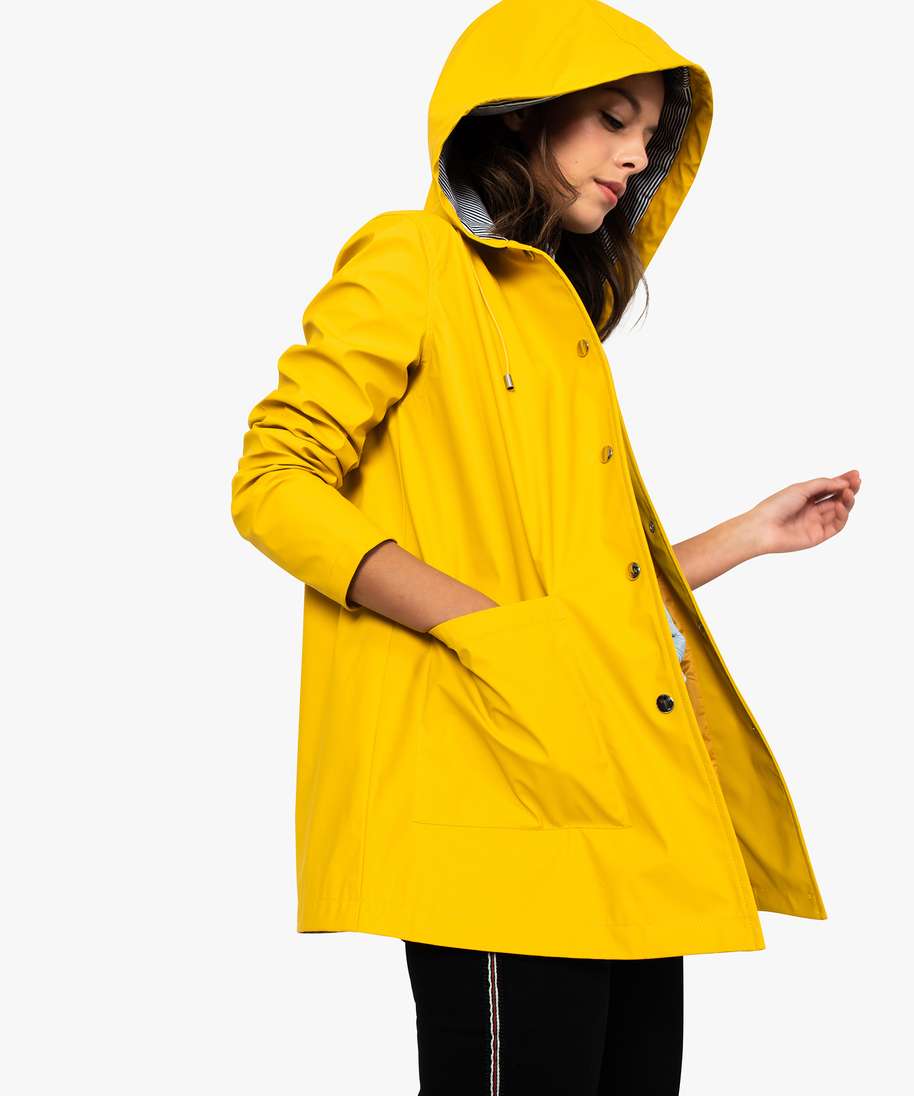 Veste de pluie imperméable avec capuche marinière pour femme