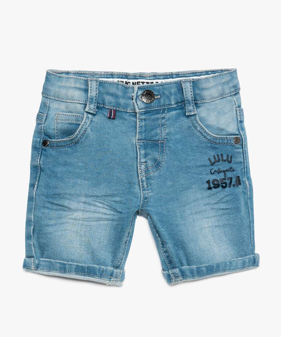 Gemo Vetements Garcon Bermuda Bebe Garcon En Jean Stretch Delave Lulu Castagnette Bleu Bebe Gemo