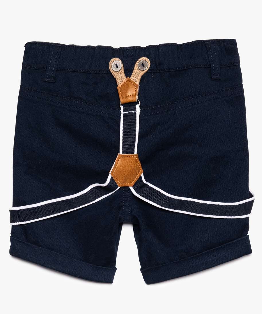 short bebe garcon en coton stretch avec bretelles amovibles bleu bebe GEMO