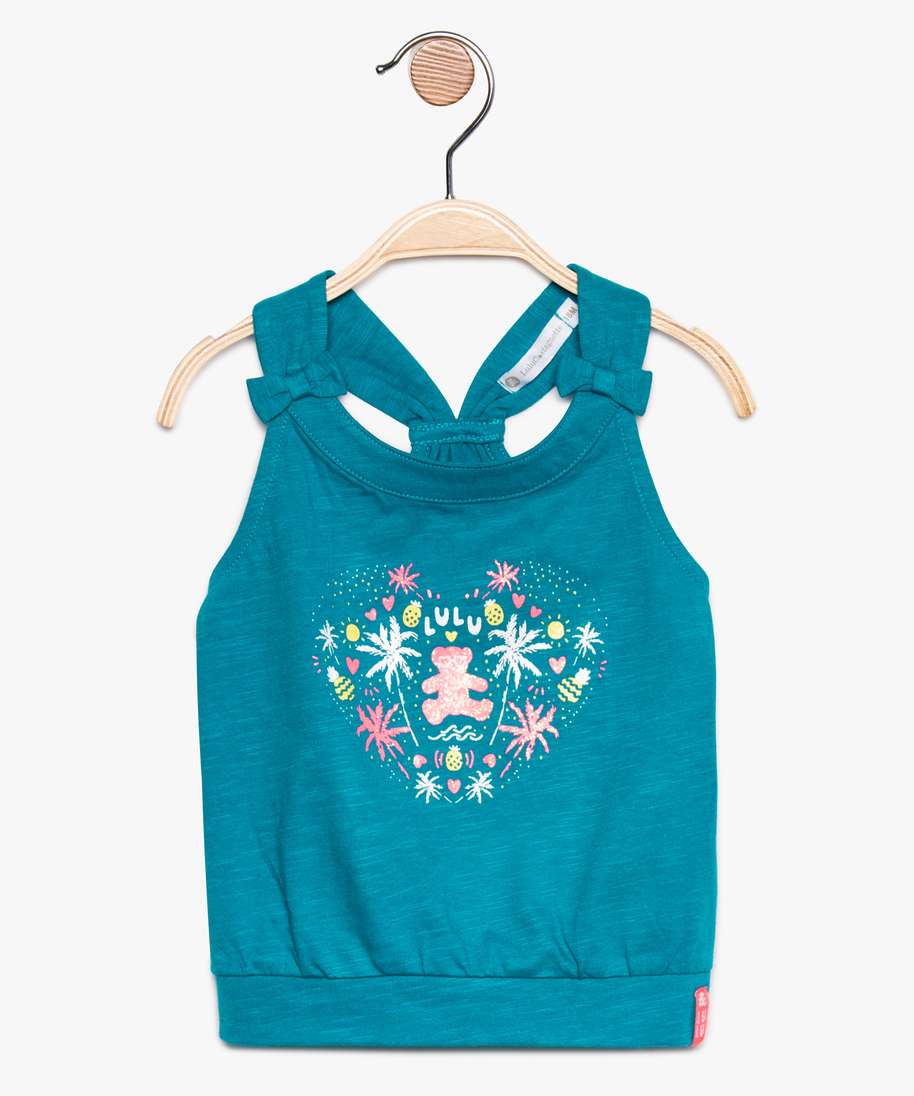 Gemo Vetements Fille Debardeur Bebe Fille Avec Motif Paillete Lulu Castagnette Bleu Bebe Gemo