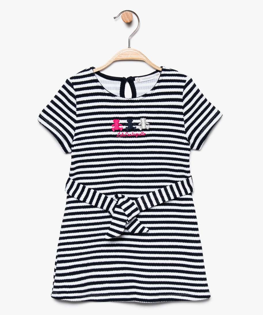 robe bebe fille rayee extensible lulu castagnette blanc vif robes