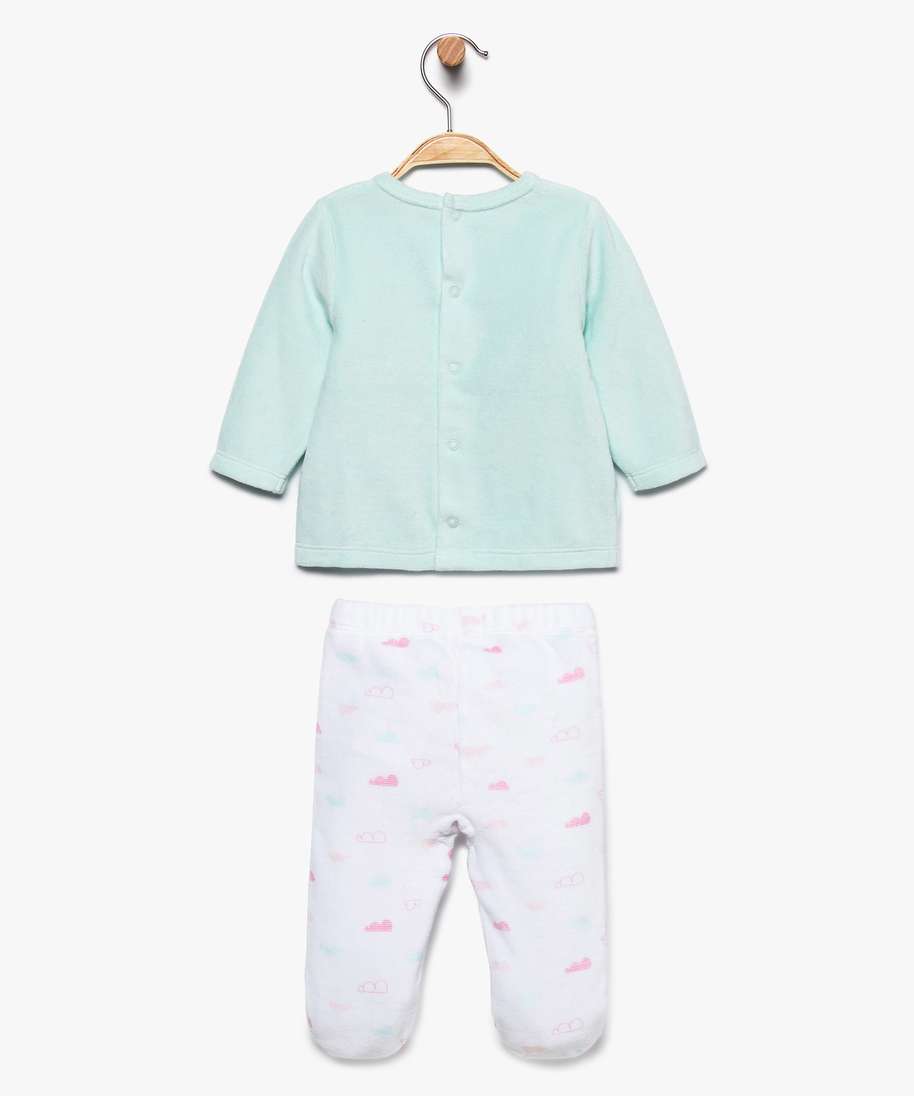 Gemo Vetements Fille Pyjama Bebe Fille 2 Pieces En Velours Avec Pieds Motif Licorne Multicolore Bebe Gemo