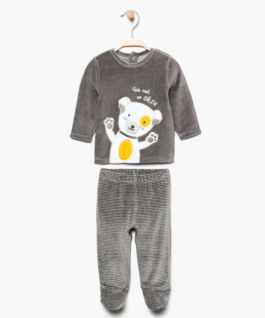 Gemo Vêtements Sous-vêtements vêtements de nuit Pyjamas Pyjama bébé en velours avec ouverture pont-dos 