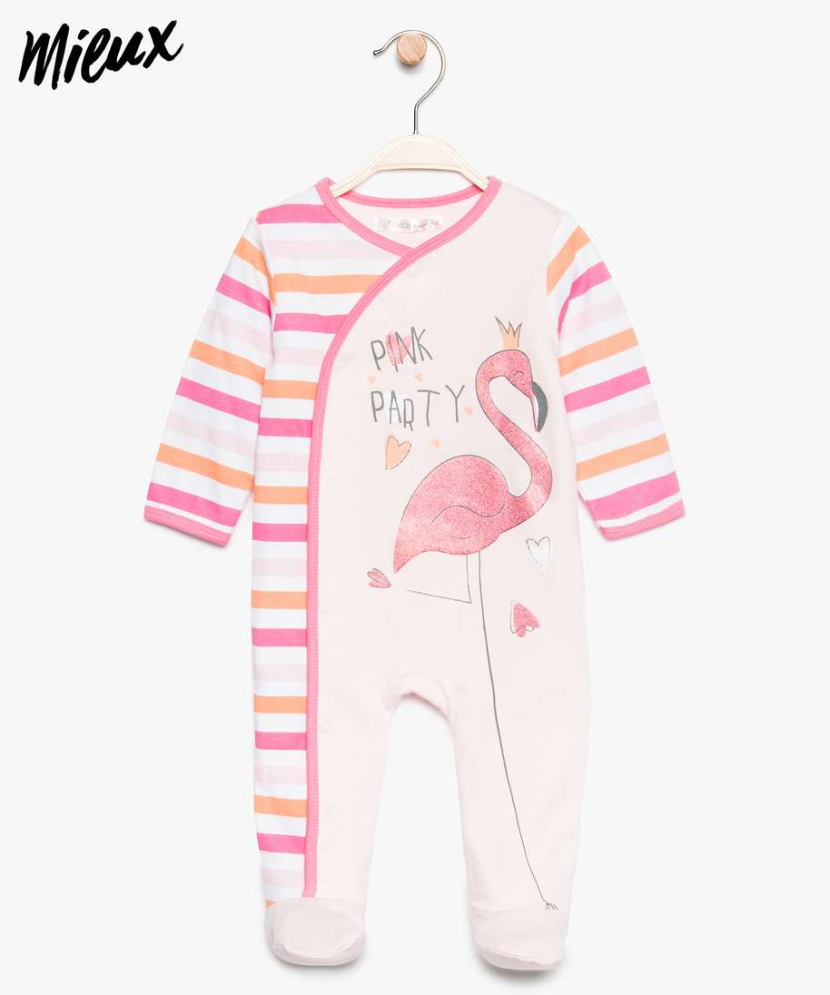 Gemo vetements garcon pyjama bebe garcon imprime sur lavant en coton bio  bleu bebe