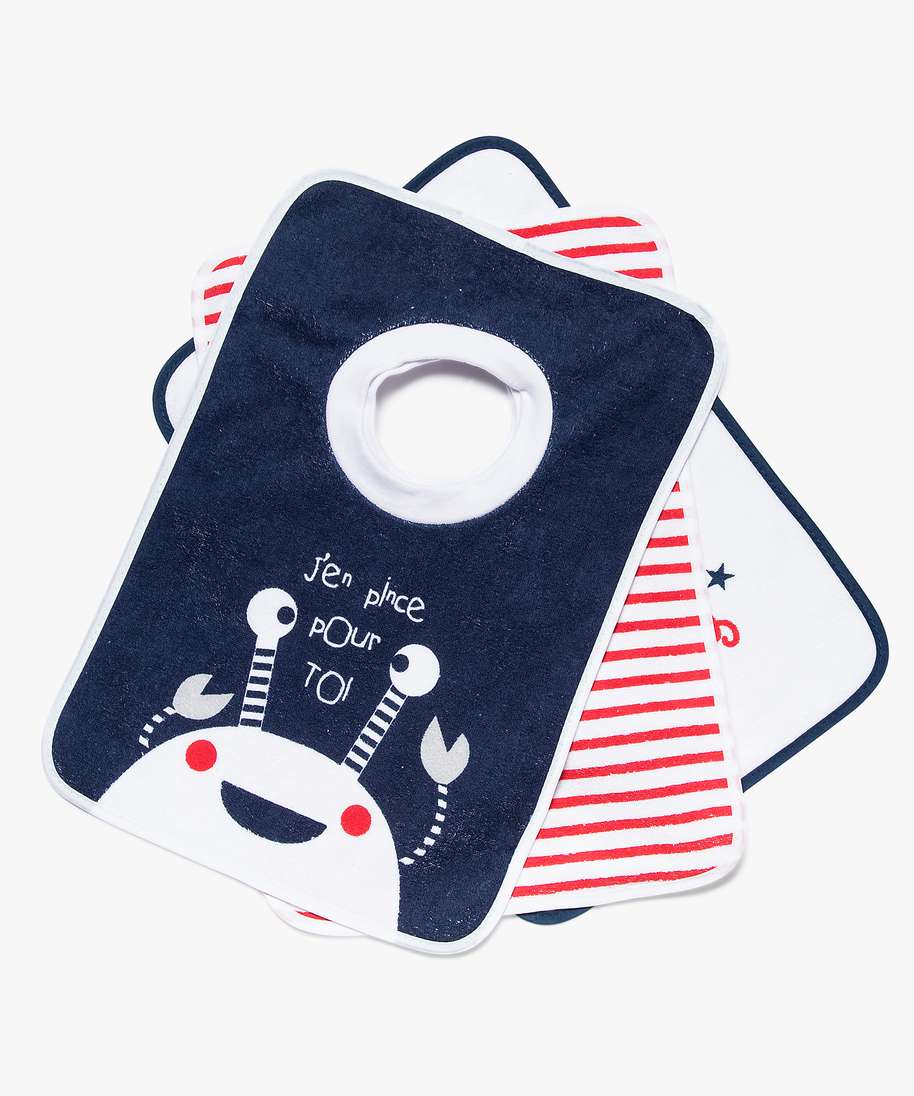 Gemo Puericulture Bavoir Bebe Passe Tete En Eponge Lot De 3 Multicolore Bebe Gemo