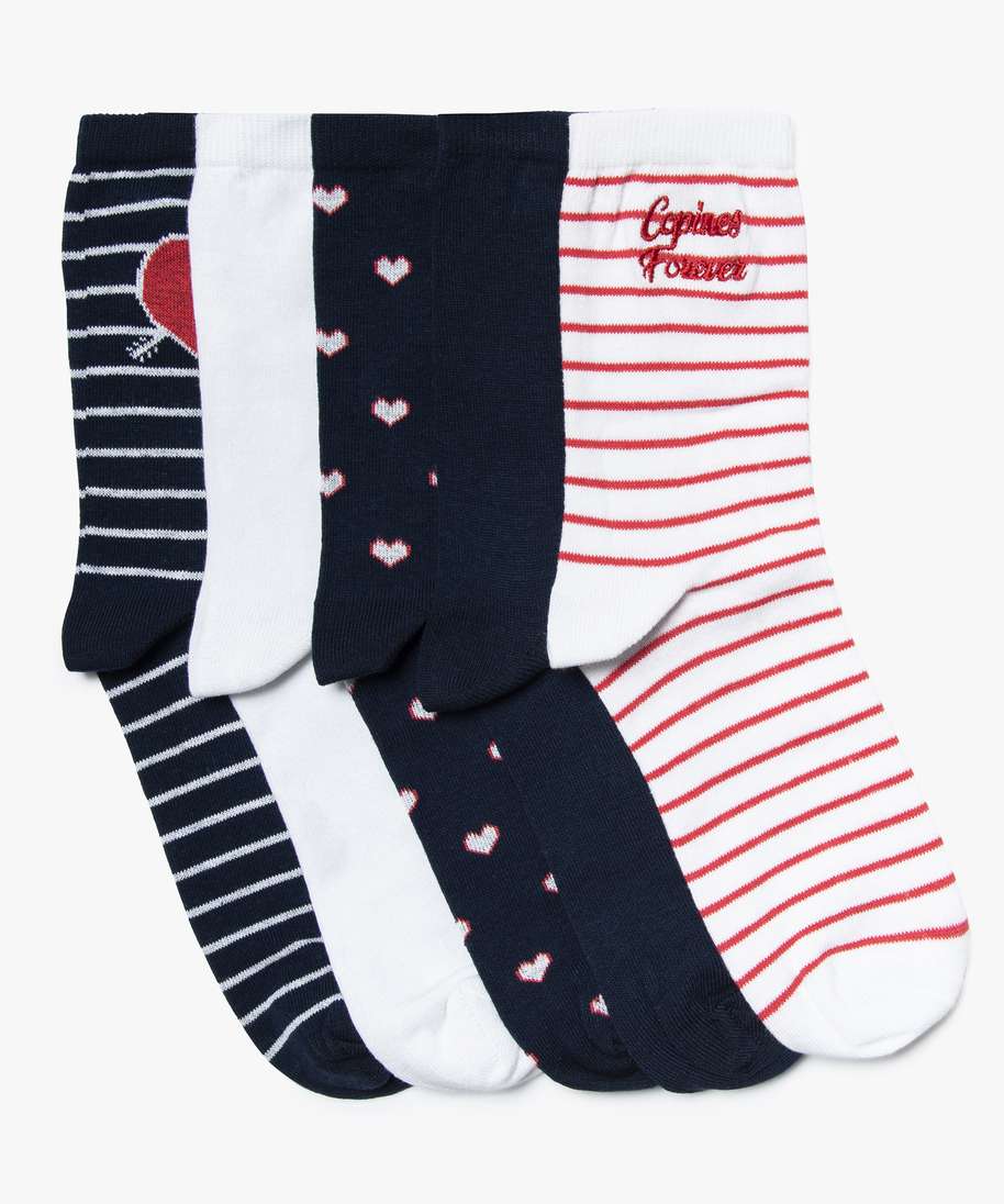 Lot de 2 paires de chaussettes - Beige clair/rouge - FEMME