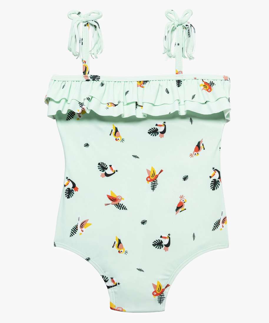Gemo Vetements Fille Maillot De Bain Fille Une Piece Avec Motifs Oiseaux Vert Bebe Gemo