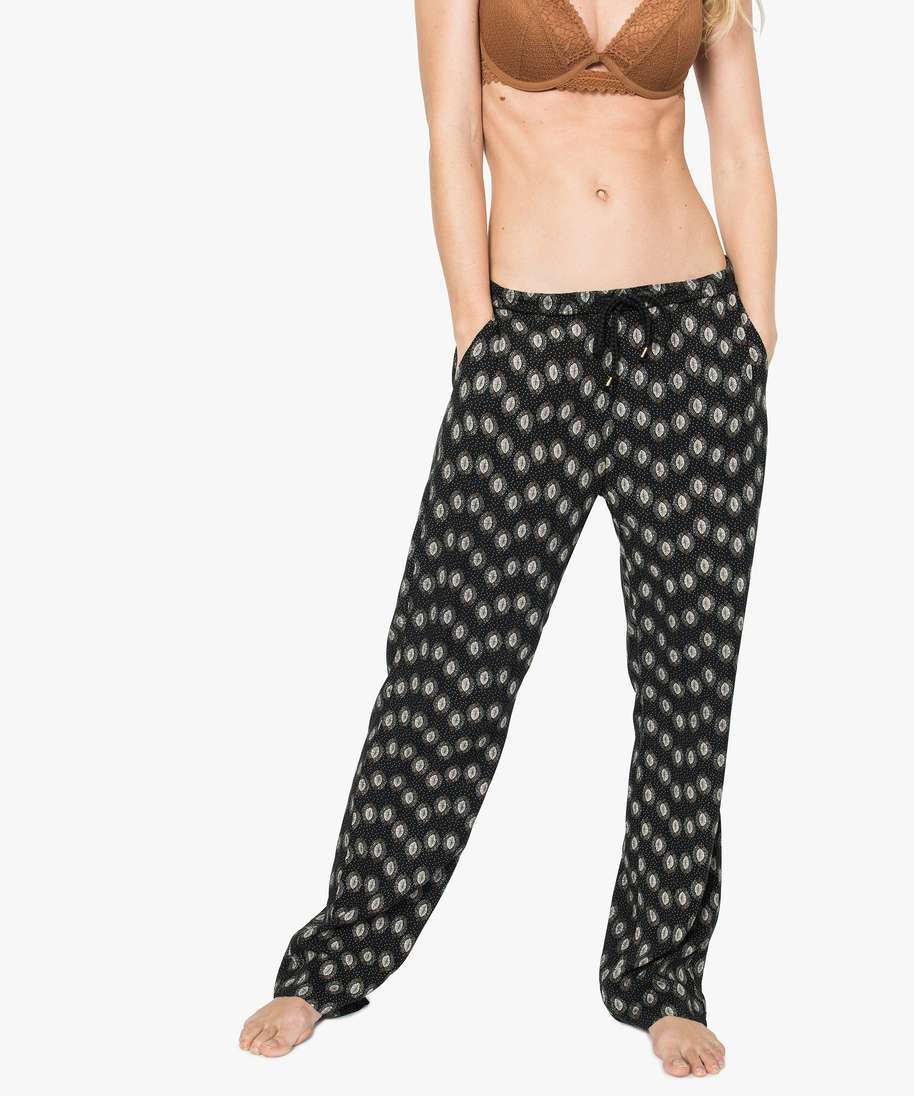 pantalon de pyjama femme droit et fluide a motifs imprime bas de