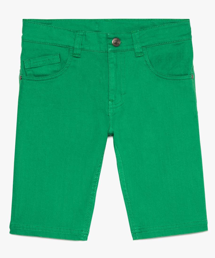bermuda garcon en toile unie coupe regular vert garcon GEMO
