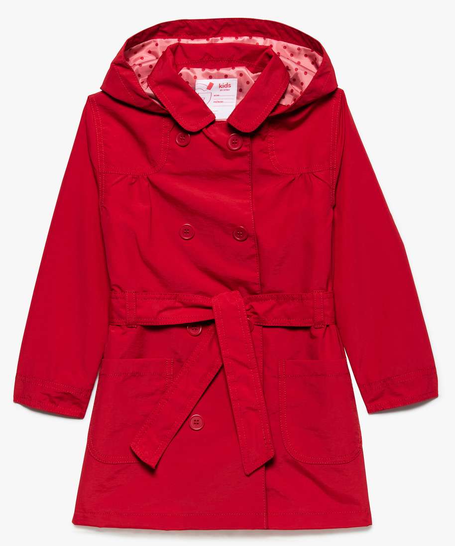 impermeable fille deperlant avec capuche rouge blousons et vestes
