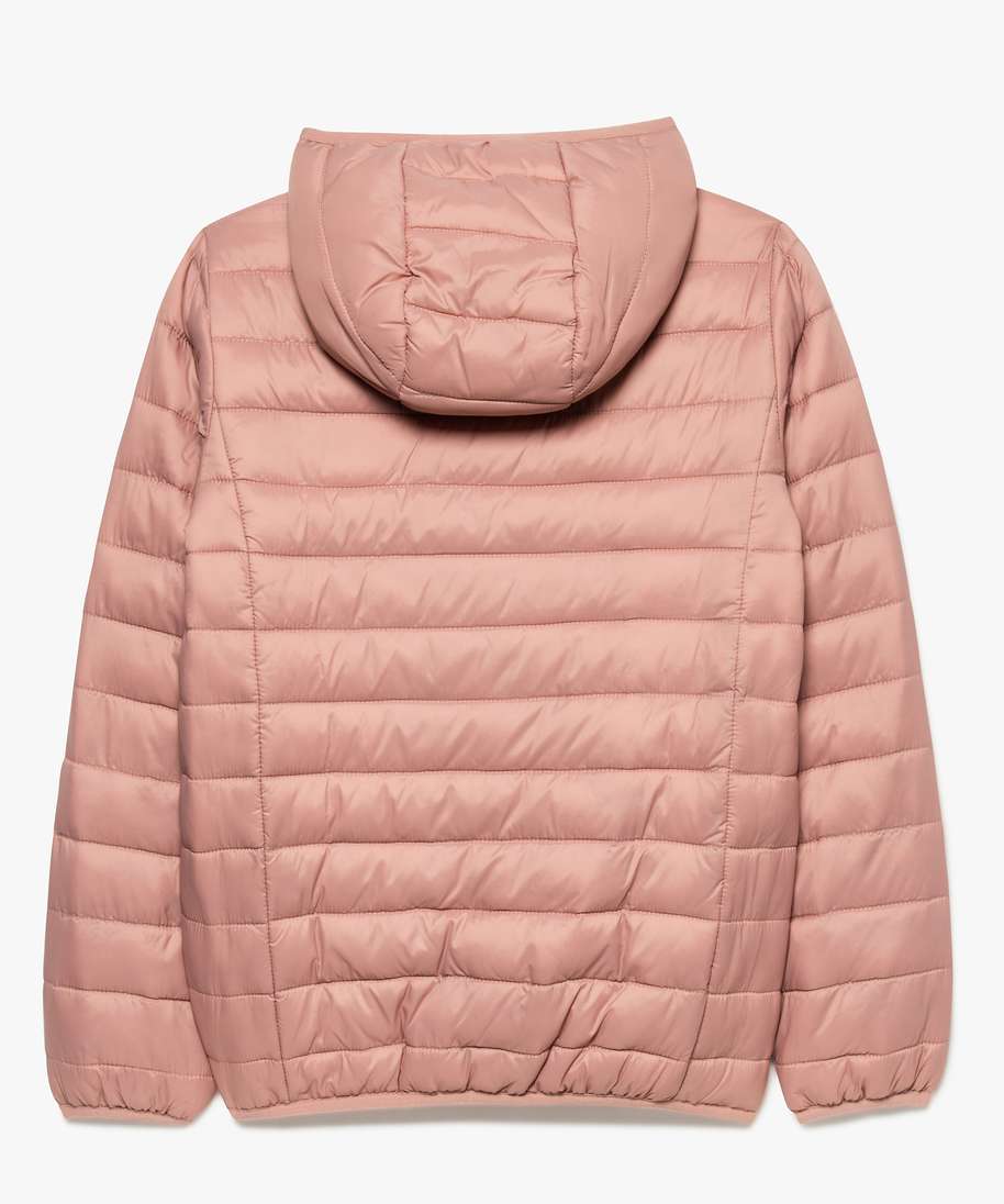 doudoune fille fine a capuche et finition biais rose doudounes fille GEMO