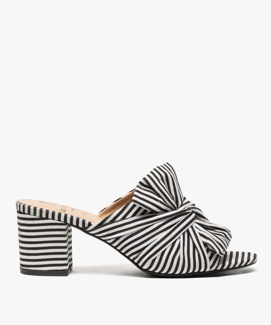 mules femme a talon avec n ud sur le dessus multicolore sandales a talon femme GEMO