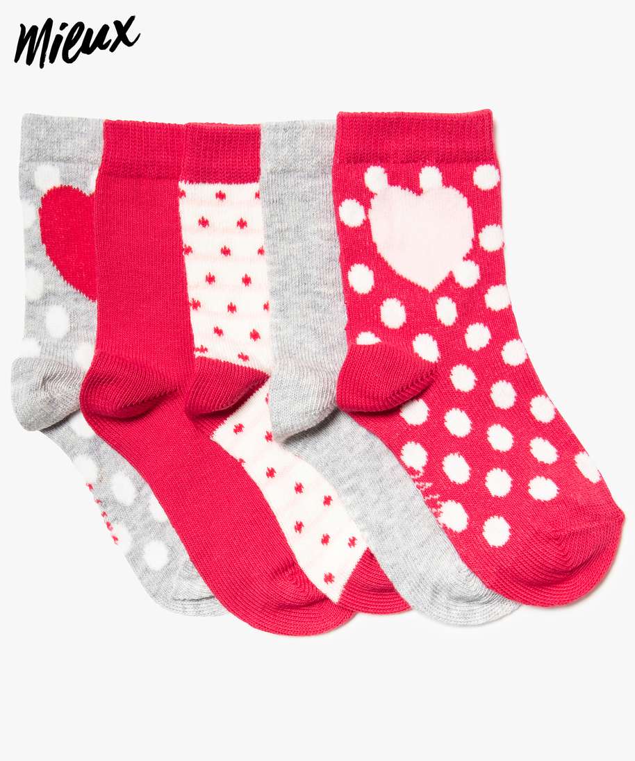 Lot de 3 paires de chaussettes bébé en coton bio rose et