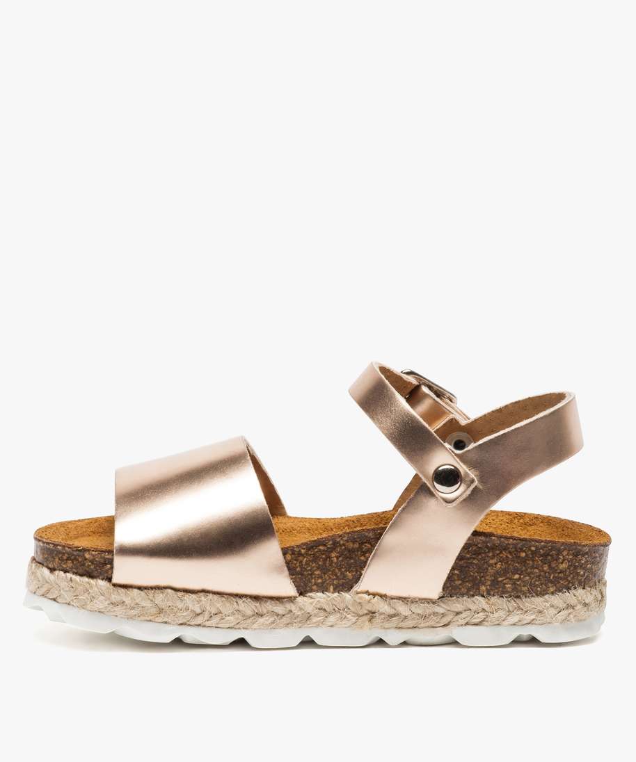 Gemo Chaussures Fille Sandales Bebe Fille Metallisees Et Semelle Ornee De Corde Rose Sandales Et Nu Pieds Bebe Gemo