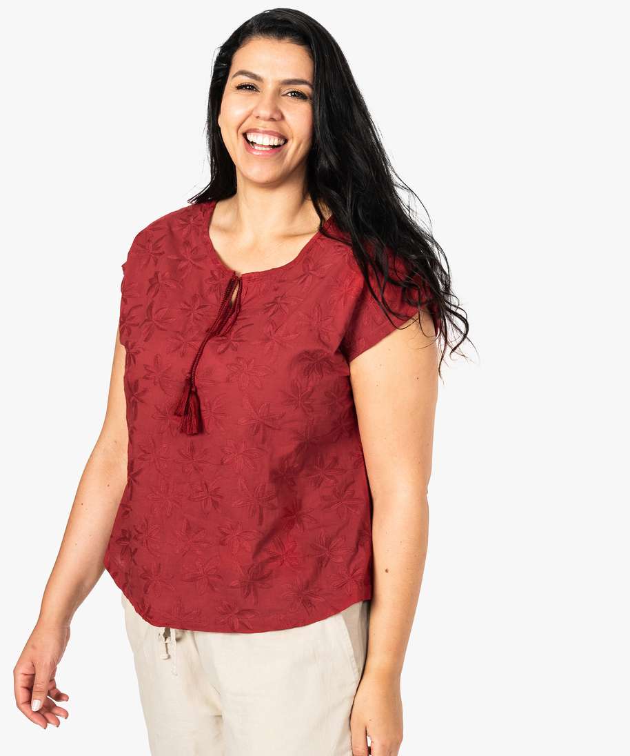 Blouse femme rouge fleurie outlet