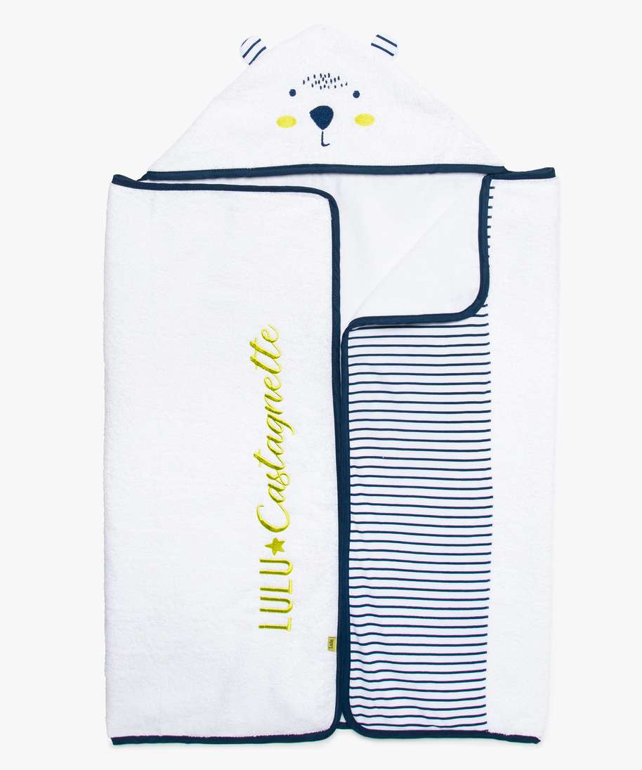 Gemo Puericulture Sortie De Bain Bebe Bimatiere Avec Motif Animal Et Broderie Blanc Bebe Gemo
