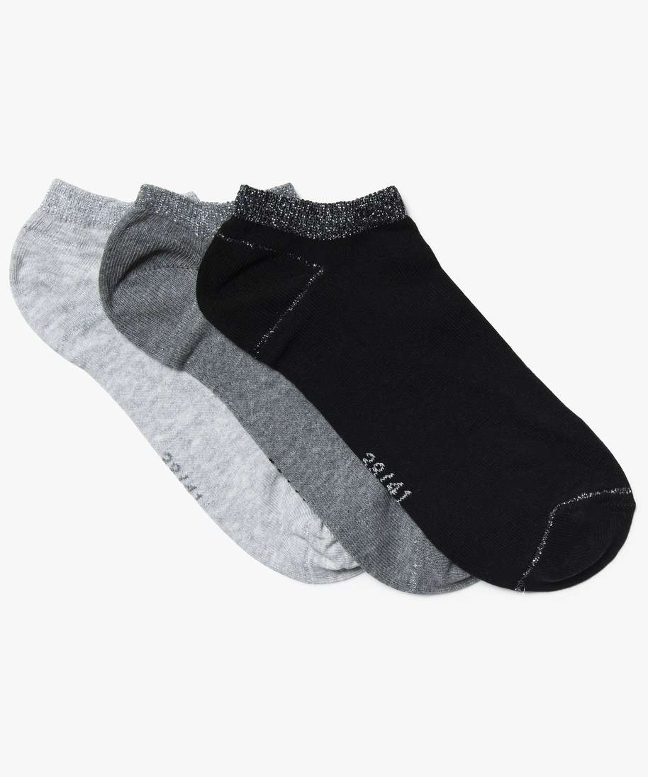 chaussettes ultra-courtes avec paillettes sur la tige femme (lot de 3) noir chaussettes