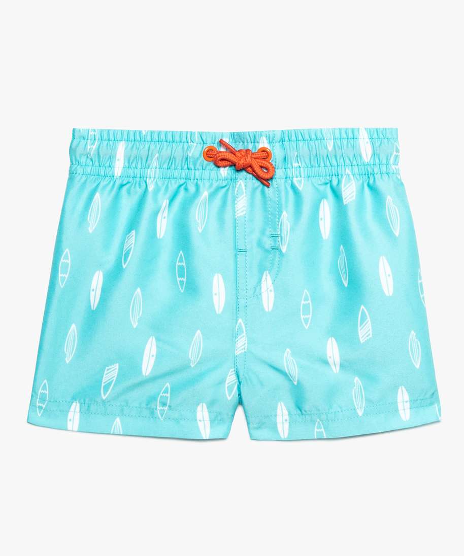 Gemo Vetements Garcon Short De Bain Bebe Garcon A Motifs Surf Et Cordon Contrastant Imprime Bebe Gemo