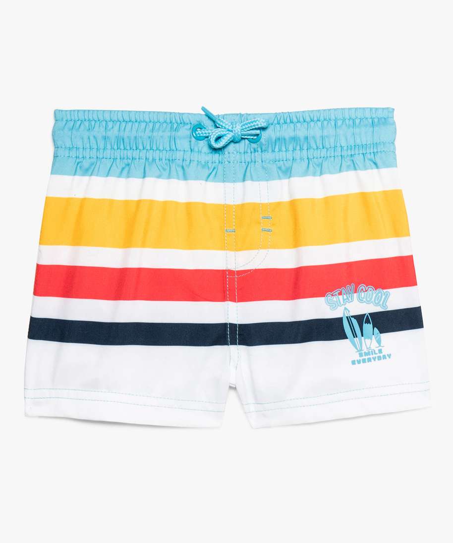 Gemo Vetements Garcon Short De Bain Bebe Garcon A Rayures Multicolores Imprime Maillots De Bain Bebe Gemo