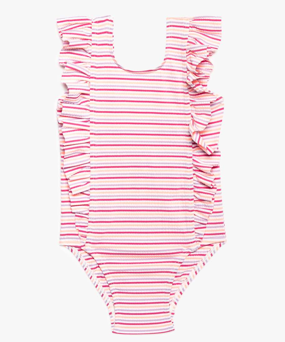 maillot de bain bebe fille a rayures et petits volants imprime maillots de bain  bebe