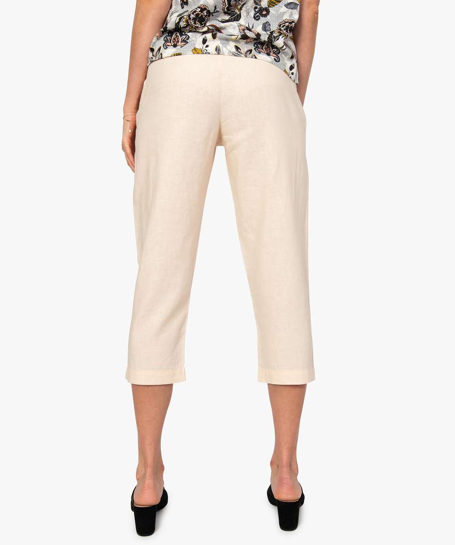 Pantalon Capri Femme En Lin - Taille Haute, élastique, Léger, Idéal été, Yoga, Décontracté, Avec Poches