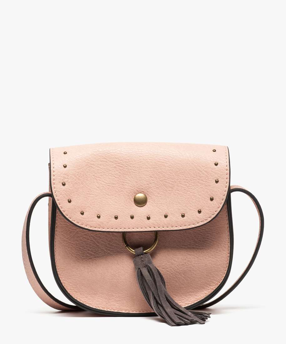 sac a main fille en similicuir graine avec clous decoratifs rose sacs et  cartables