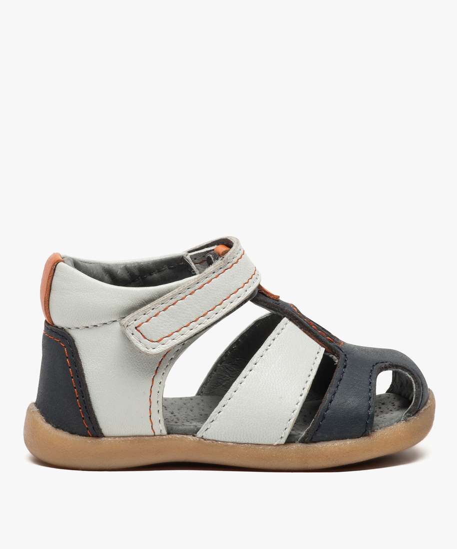 chaussures premiers pas bebe garcon bicolores - hobiz brun bebe