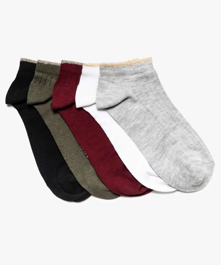 Lot de 5 paires de chaussettes en maille côtelée - Beige/motif léopard -  FEMME