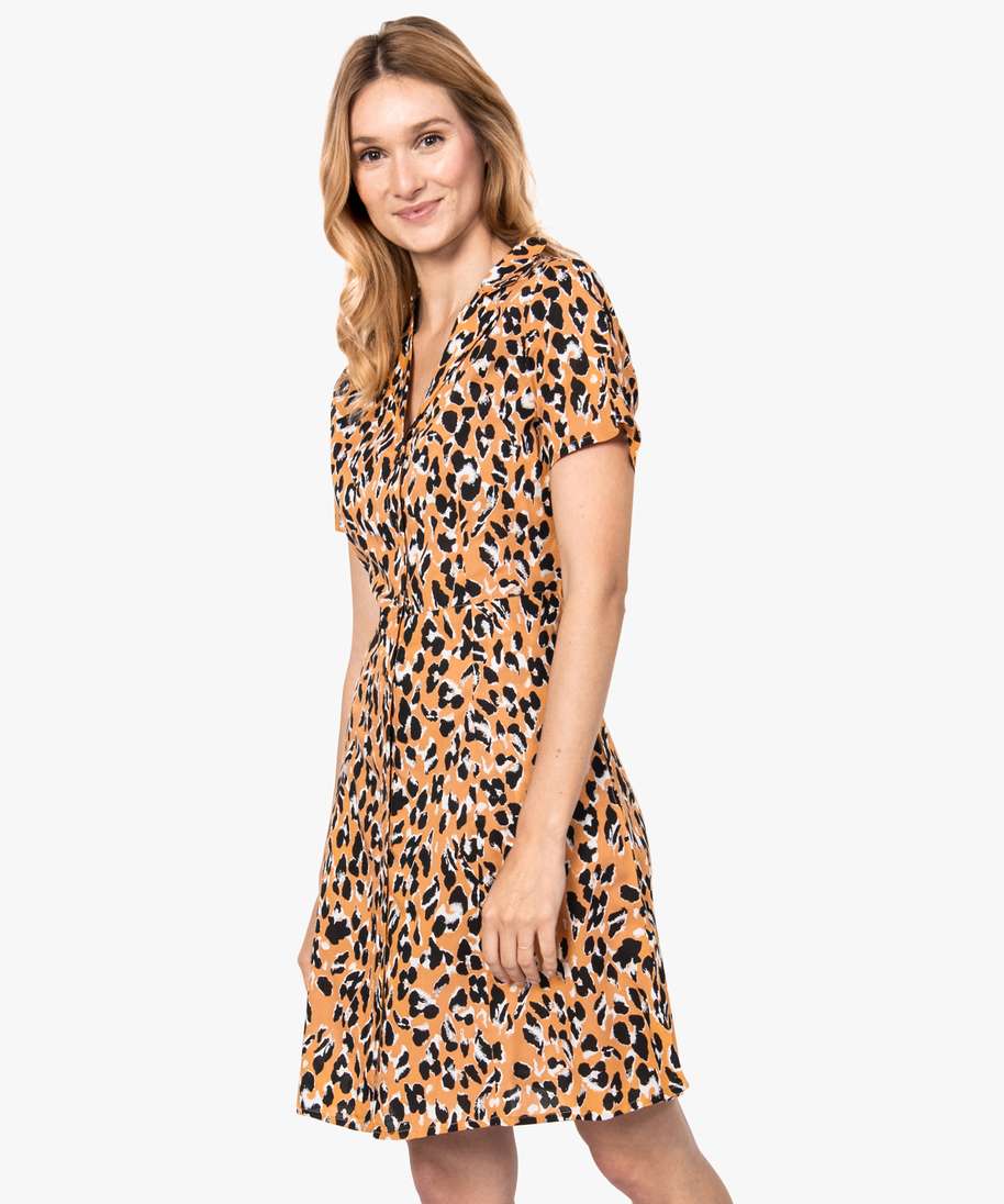 Robe fille en maille à manches longues motif léopard Gemo Fille Vêtements Robes En maille 