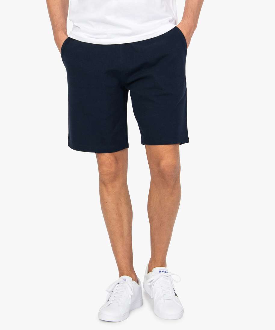 bermuda homme uni en coton pique bleu shorts et bermudas