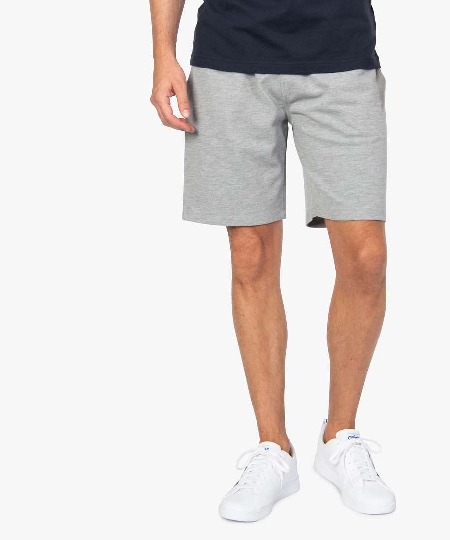 bermuda homme uni en coton pique gris shorts et bermudas