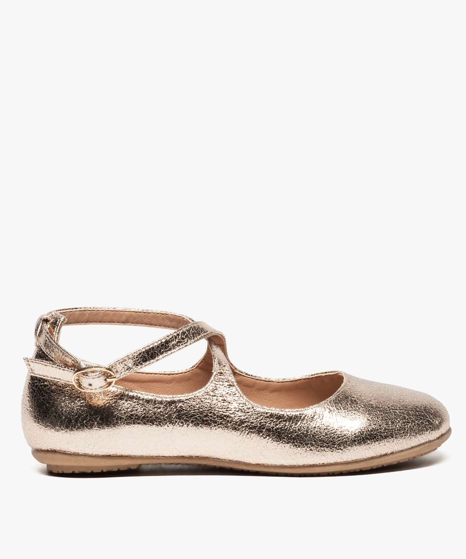 babies filles metallisees a brides croisees jaune ballerines