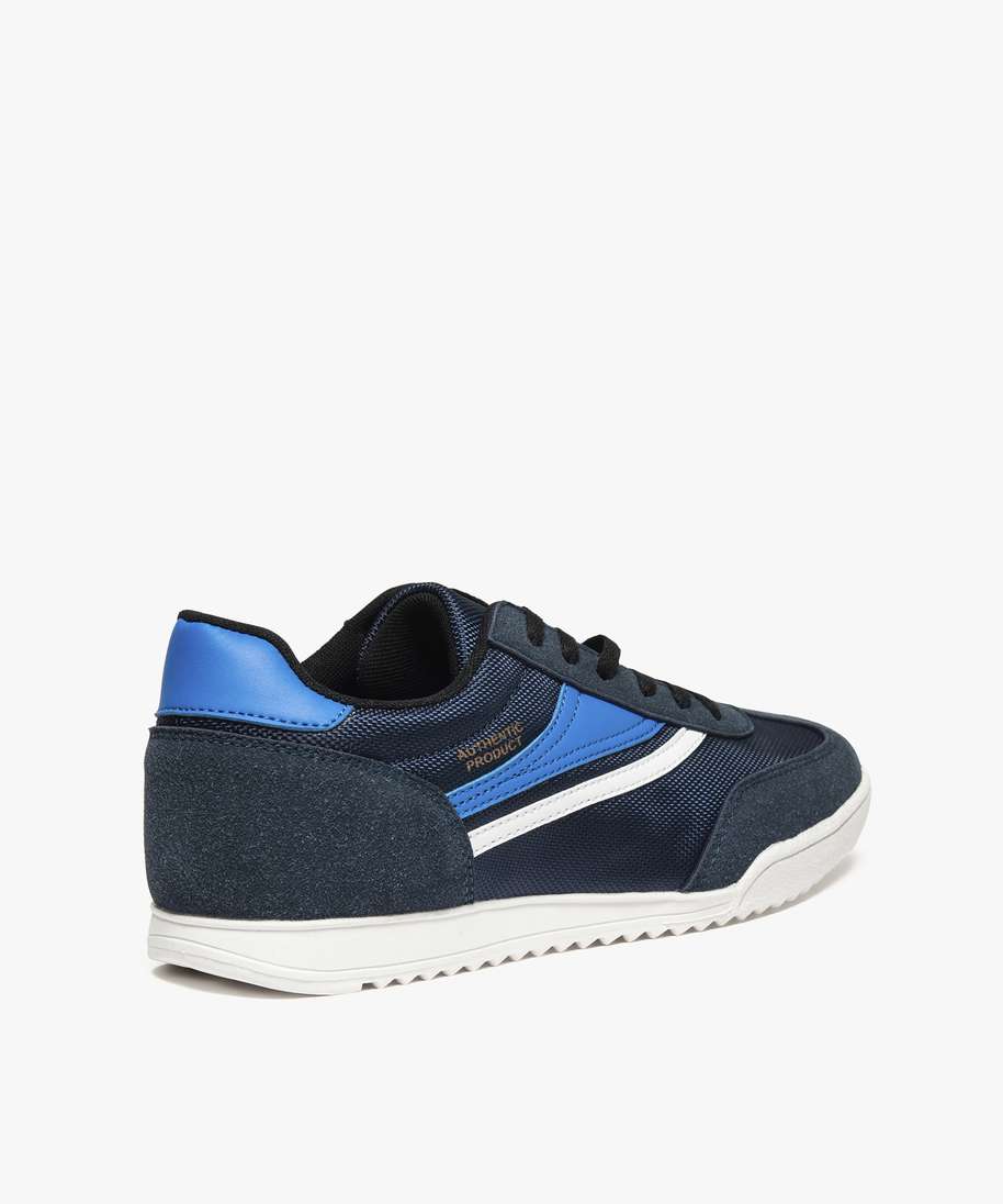 Gemo chaussures baskets homme a lacets empiecements bi-matieres bleu ...