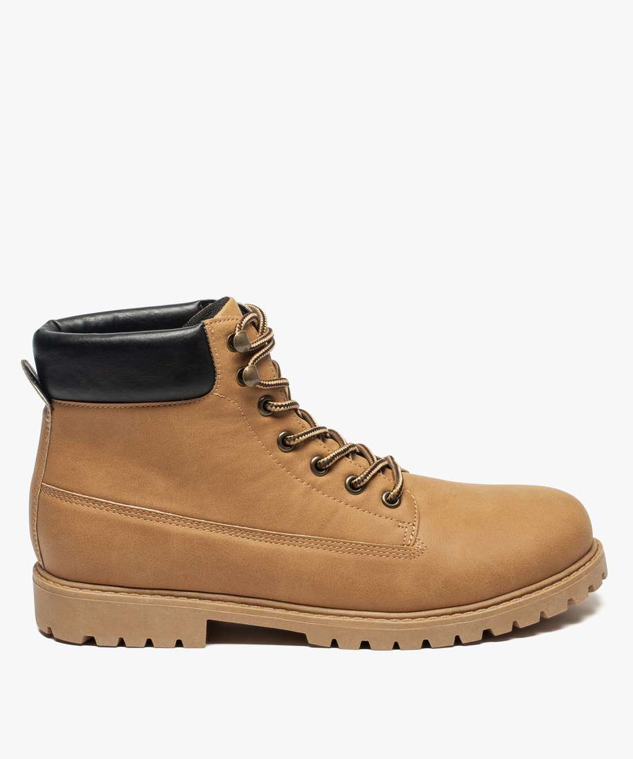 chaussures montantes homme a semelle crantee - les supaires jaune bottes et  boots homme