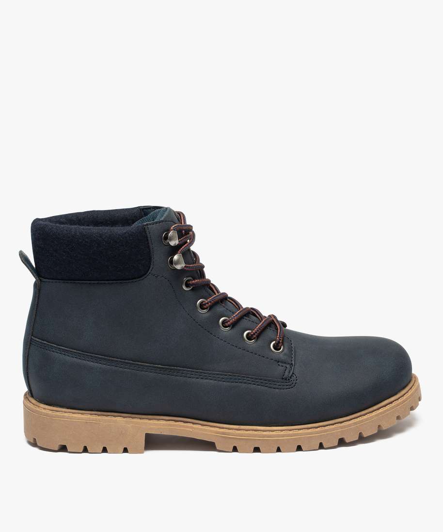 chaussures montantes homme a semelle crantee - les supaires bleu bottes et  boots homme