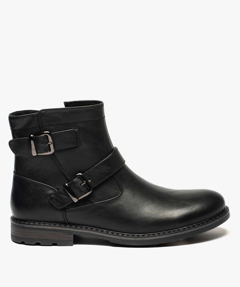 boots homme a boucles decoratives et doublure chaude noir