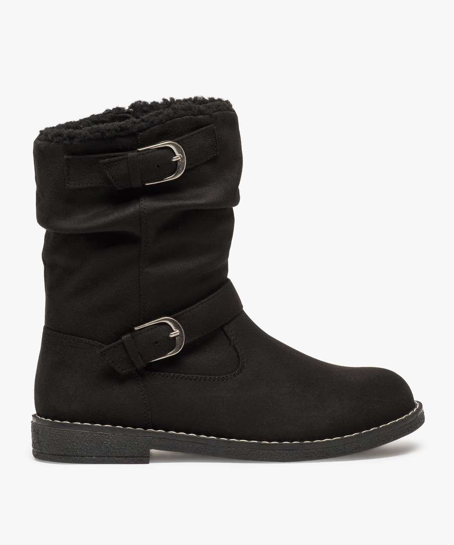boots femme suedes avec doublure chaude noir standard bottines fourrees femme GEMO