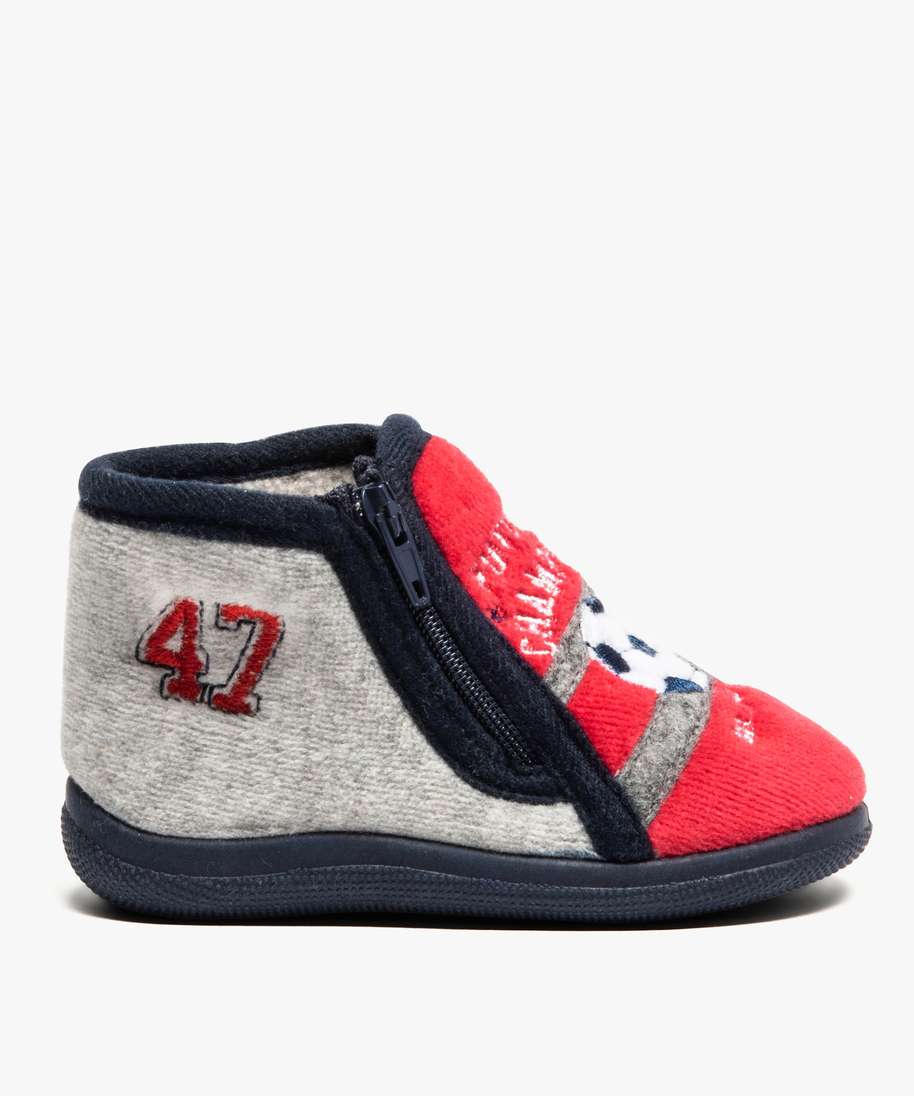 Chaussons Bebe Garcon En Velours Avec Motif Football Rouge Bebe Gemo