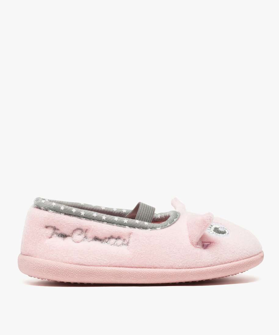 chaussons fille ballerines a bride avec oreilles de chat rose fille