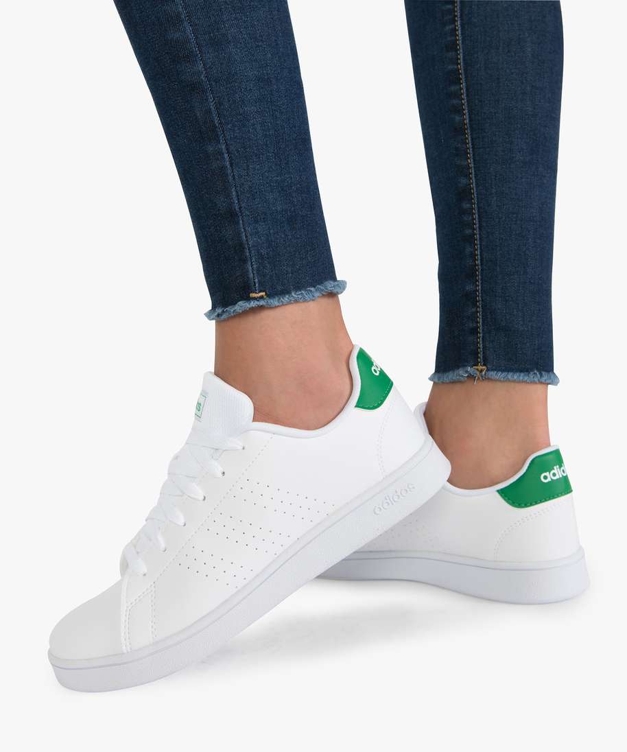 baskets femme motifs perfores et lacets – adidas advantage k blanc femme