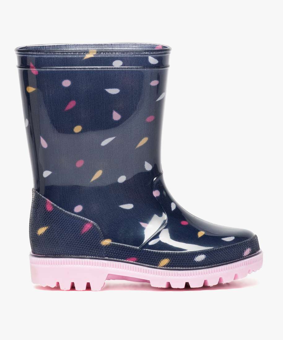 bottes de pluie fille a motifs pastel et semelle contrastante bleu bottes de pluie et apres ski fille GEMO