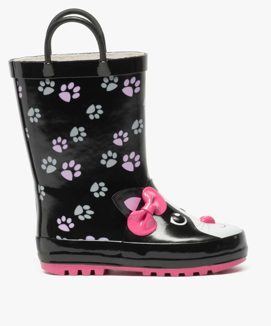 Bottes de pluie noires en caoutchouc avec doublure chaude pour