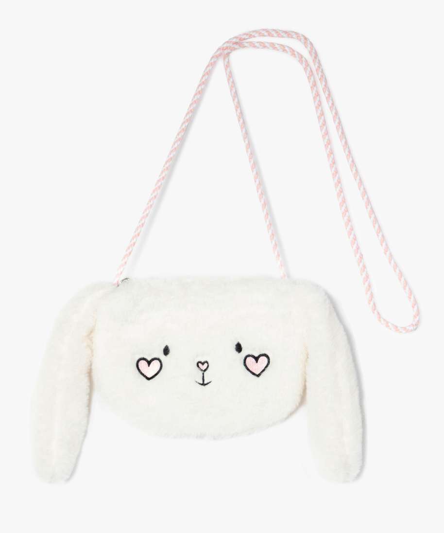 sac fille en peluche facon tete de lapin blanc sacs et cartables - Main Image