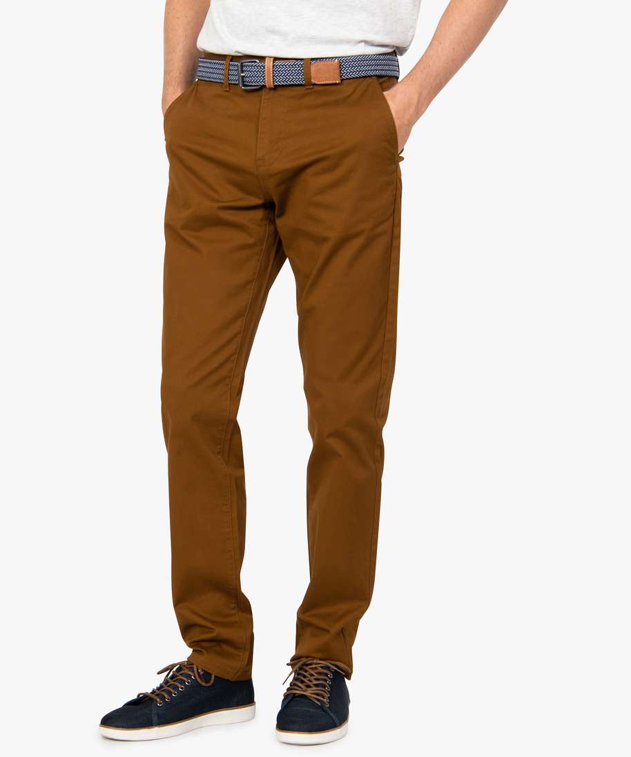 olifant accent stad pantalon homme chino coupe straight orange homme | GÉMO