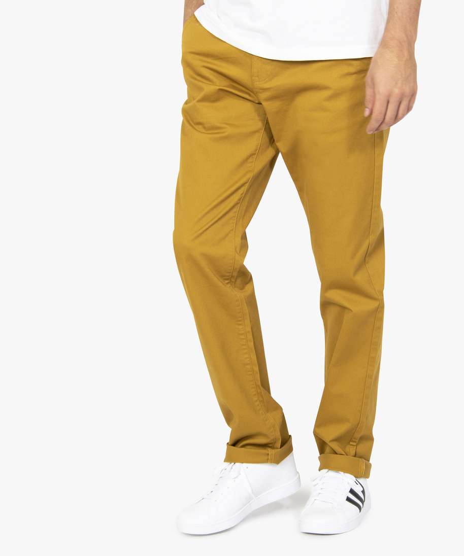 pantalon chino homme coupe regular orange pantalons de costume homme GEMO