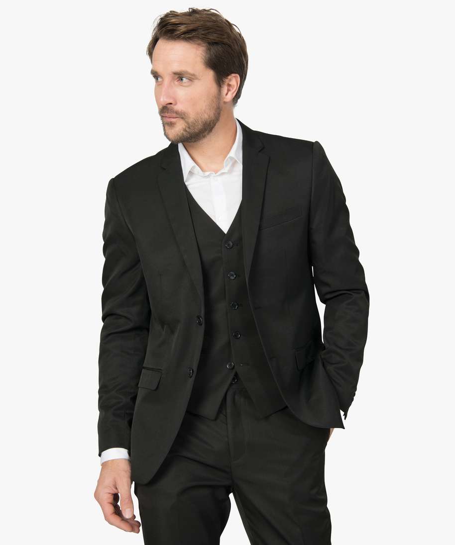 veste de costume homme unie effet legerement satine noir manteaux et  blousons promos