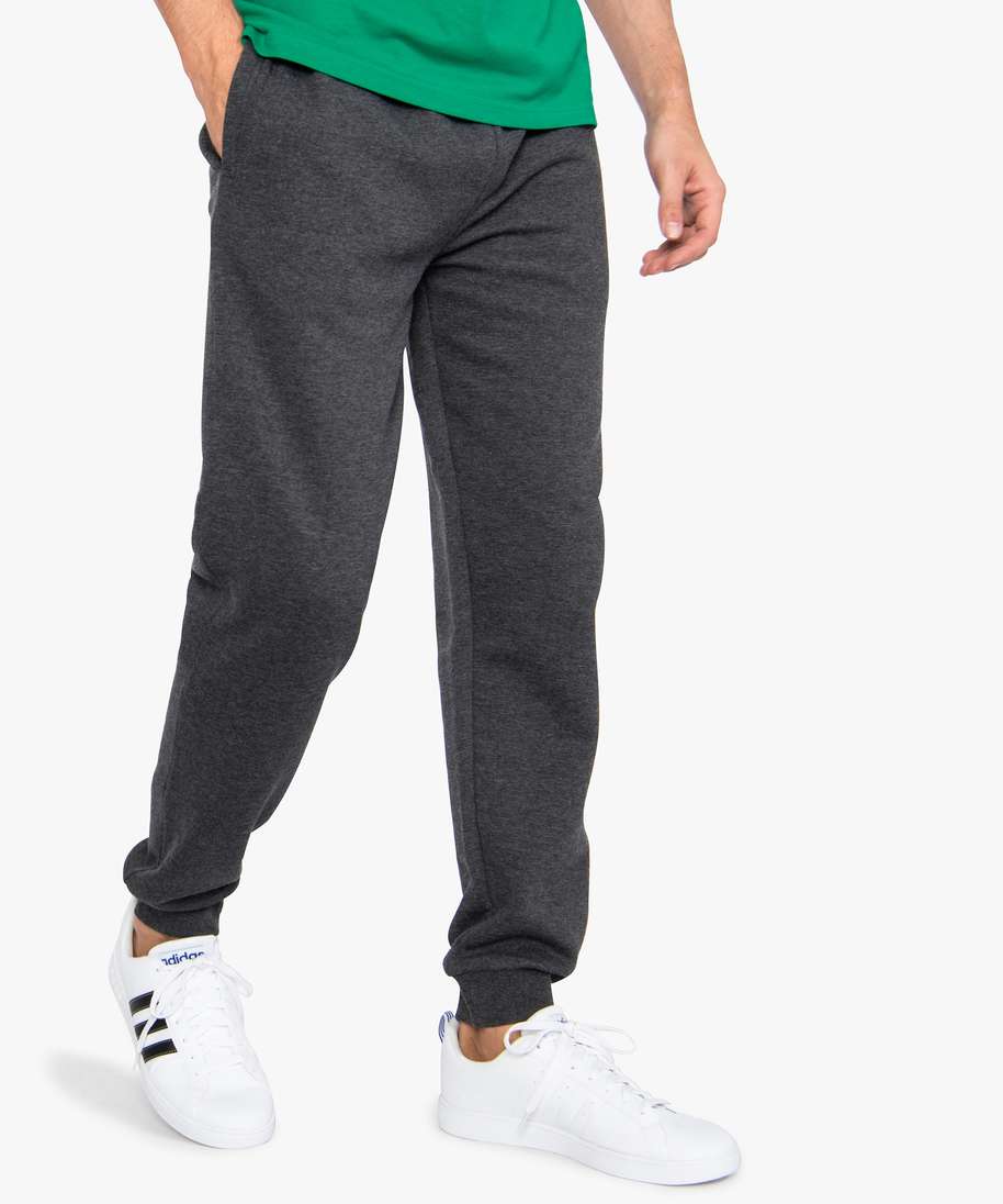 jogging homme en molleton uni gris pantalons homme GEMO