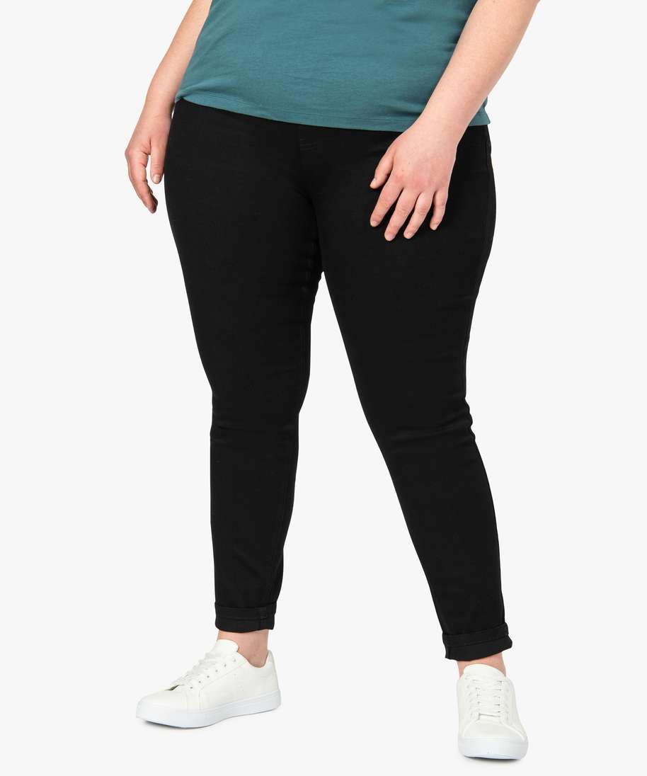 jegging femme grande taille en coton stretch noir pantalons et jeans