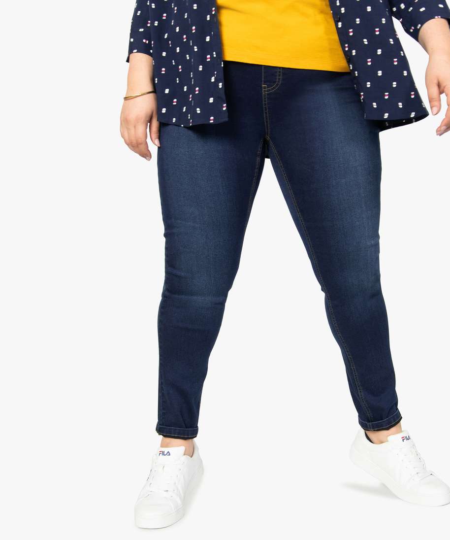 jegging femme grande taille en coton stretch bleu pantalons et jeans femme GEMO