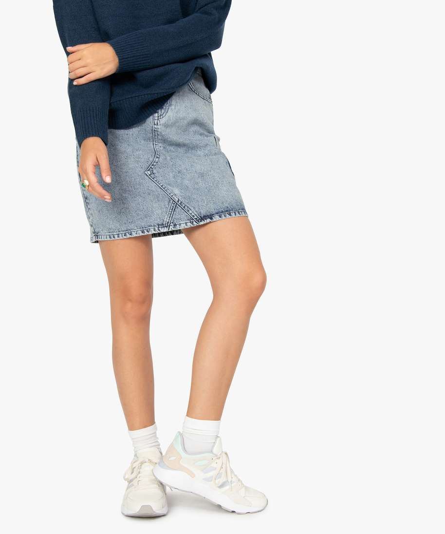 jupe femme en jean delave bleu jupes en jean femme GEMO